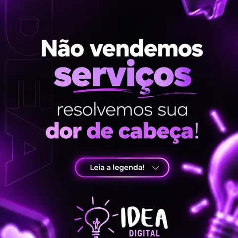 Sua empresa não precisa de mais um serviço. Precisa de solução! 💜 Na Idea Digital, transformamos desafios em estraté…