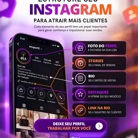 🚀💜 Seu Instagram está atraindo clientes ou apenas acumulando seguidores? Um perfil bem estruturado transmite confia…
