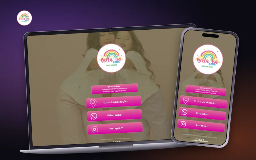 Página de links da Bella Isa Kids