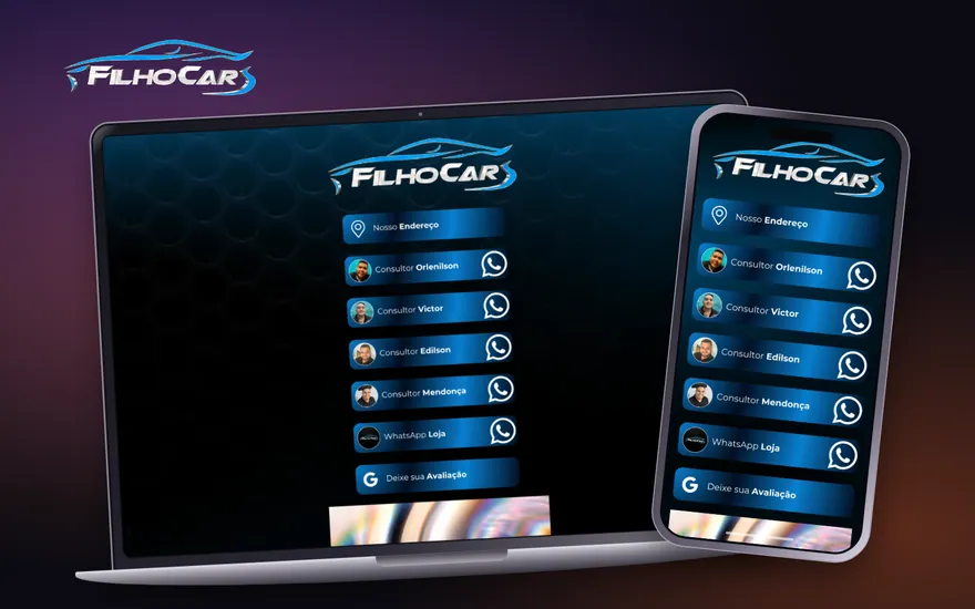 Página de links da Filho Car